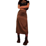 Women's Plaid Print High Waisted Midi Skirt A-Line Bodycon Long Pencil Skirt Y2K Streetwear E-Girl 90S