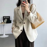 Back Split Silhouette Double Breasted Plus Blazer Beige Khaki Black Autumn Women