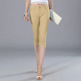 Women's Capris Jeans Pants Female Knee Length Stretch Slim Capri Jeans Women Candy Color Summer Denim Jeans