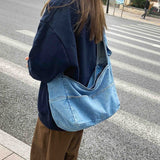 Large Washed Denim Crossbody Bag-Outfit