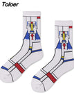 Harajuku Men Socks Funny Colorful Cartoon Dot Striped Sokken Casual Japanese Style Street Skateboard Calcetines