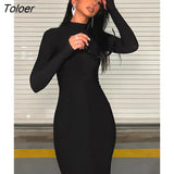Black Maxi Dresses for Women 2023 Long Sleeve Sexy Bodycon Dress Side Split Party Club Fashion Outfits y2k