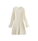 Women's Autumn New Temperament Light-Cooked Round-Neck Knitted Long Sleeves Mini