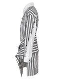 Fashion Women's Shirt Lapel Loose Single Braested Contrast Color Sleeve Bandage Irregular Blouse Autumn 2023 New