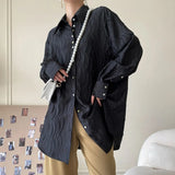 Elegant Solid Shirt For Women Lapel Long Sleeve Minimalist Casual Blouses Female Spring Clothing Style New