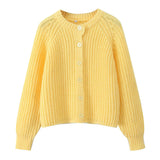 2025 New Women's Solid-Color Casual Fashion Coarse Knit Long-Sleeved Sweater Cardigan