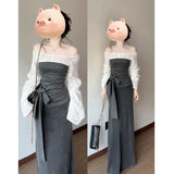 Temperament Korean Hit Color Shoulder Coat High Waist Skirt Suit Women's Summer New Fashion Temperament Two