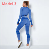 Seamless Gym Sets High Waist Gym Mesh Leggings Shirts Suit Long Sleeve Fitness Workout Sports Running Thin Sport