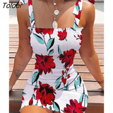 Sexy Dress Women Casual Strap Sleeveless Lace-up Fashion Floral Bodycon Mini Dress 2022 Sundress Folds Skinny Woman