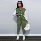 Sisterlinda Autumn Casual Women Tracksuit 2 Piece Set Long Sleeve Baseball Tops Coat+High Waist Trousers Female Matching