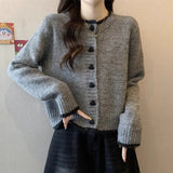 Toloer And Autumn 2025 New Sweater Coat Women's Design Color Love Button Knitted Shirt Short Long-Sleeved