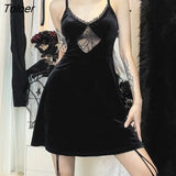 Mini Dress Y2K Lace Up Sexy Backless Halter Sleeveless Party Jacquard Luxury Fairy Tales Grunge Dark Academy