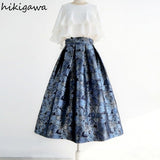 Skirts for Women Temperament Jupe High Waist A-line Embroidery Floral Fashion Korean Skirt 2023 Faldas Mujer De