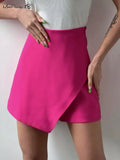 Street Shorts Skirts Women Summer Green 2022 Asymmetrical High Waist Sexy Skirts Wrap Fashion Pink Shorts
