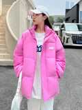 Winter Women Stand Collar Puffer Down Jacket Casual Long Sleeve Warm Parka Female Cotton Padded Jacket Loose