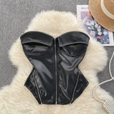 Locomotive Pure Hot Girl Breast Vest Autumn Zipper Short Design Sense Niche Beautiful Blouse