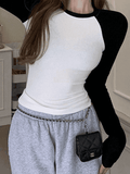Raglan Sleeve Rib Crop Top-Outfit