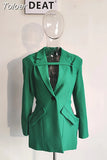 Fashion Women's Blazer Notched Collar Loose Single Button Waist Green Long Sleeve Suit Jackets Spring 2023 New