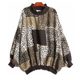 Loose Fit Leopard Printed Sweatshirt New Turtleneck Long Sleeve Women Big Size Fashion Tide Spring Autumn 2023