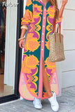For Women 2023 Spring Summer Casual Loose Print Long Shirt Dress Button Up Long Sleeve Midi Elegant Vintage