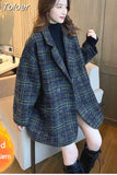 philosophy Winter Korean Overcoat Women Vintage Woolen Loose Coats female Double Breasted Turn-down Collar