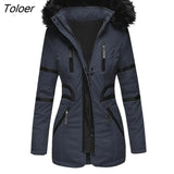 Winter Overcoat Solid Color Warm Waist Tight Plush Hooded Elastic Cuff Winter