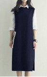 vest dress New Autumn Winter long Knitted Women Sweaters vest Sleeveless Warm Sweater Casual Solid Vestido with