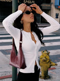 New Women's Sexy Cardigan Street Long-Sleeved Top Solid Color Cardigan