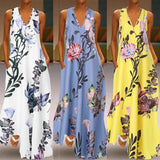 Printed Maxi Dress ZANZEA 2022 Women's Sundress Casual Summer Long Vestido Female V Neck Party Robe Femme Linen Dress