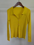 Elegant Lapel Knitted Cardigan Sweater Women V Neck Sexy Long Sleeve Tops Turn Down 2022 Slim Ladies Button Clothes