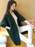 Fashion Autumn Winter Medium Length Sweater Coat Women's Knitted Cardigan Bat Sleeve Solid Color Coat Oversized