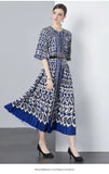 Exquisite Dress Women 2025 New Lazy Wind Collar Mid-Sleeves To Close The Waist Temperament 100-Fold Printing
