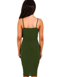 Sexy Straps V Neck Ruffles Slit Mini