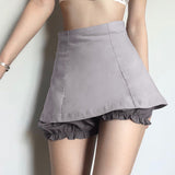 Summer New Sweet Hot Girl Cute Doll Lace High Waist Show Thin Culottes Female Joker Leg Long Shorts College