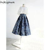 Skirts for Women Temperament Jupe High Waist A-line Embroidery Floral Fashion Korean Skirt 2023 Faldas Mujer De