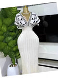 Women's Dress 2025 New Elegant V-Neck High-Waisted Knitted Dress Skirt Short