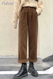 Corduroy Pants Women Fall Wide Leg High Waist Trousers Autumn Casual Long Pants Harajuku Streetwear Beige