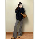 Temperament Vintage Knitted Sweater Asymmetric Knitted Cardigan Jacket Woman 2025 New Autumn And