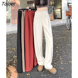 Black Red Pants Women Office Lady Suit Trousers Autumn Solid Color High Waist Apricot Khaki Zipper Korean Pants