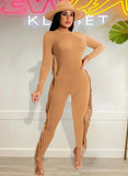 Sexy Round Neck Long Sleeve Tassels
