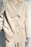 Irregular Design Women's Blazer Notched Loose Double Breasted Long Sleeve Casual Korean Suit Jackets Summer 2023