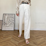 Transparent White Pants For Women High Waist Zipper Pocket Big Large Size Long Wide Leg Navy Blue
