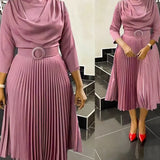 Autumn Fashion African Solid Color Pleated