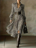 Summer New Temperament Elegant Printed Dress Collar Vest Two-Piece Set