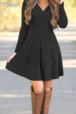 Sweater Dress Women V-neck Sexy Long Sleeve Loose Maxi Party Work Harajuku Francais Autumn Winter Vestidos