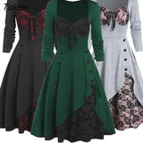 Women Fashion Vintage Style Square Neck Party Dress Women Cosplay Dress Retro Midi Gown Dress Gothic Dresses Women