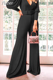 Women Elegant Office Laides Bodysuit Long Sleeve Overalls Sexy Black One Piece Outfit Party Rompers Wed Leg