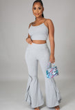 Strap Crop Top and High Waist Bell Pants Two Piece