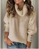 Size Sweaters Women Turtleneck Warm Knitted Oversized Sweater Winter Autumn Long Sleeve Rivet Pullover Sexy Tops