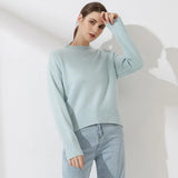 Wixra Women Mock Neck Sweater Autumn Winter New Thick Long Sleeve Loose Pull Jumper Female Basic All Match